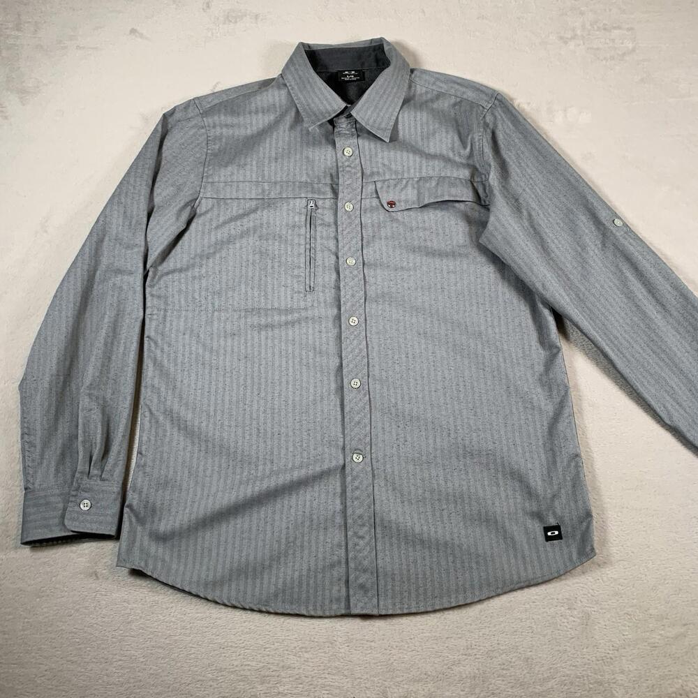 Oakley Shirt Mens‎ Large Gray Outdoors Button Up Long Sleeve Outdoor Workwear